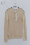 SWAYING 24 Autumn and Winter Silk Cashmere Striped Henry Fir SW-SW24AW1T58-BAI White